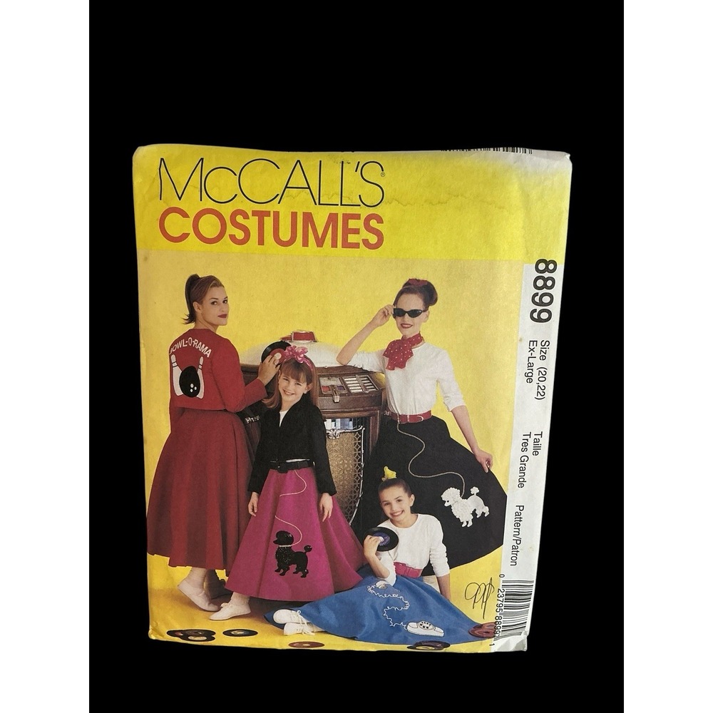 Costume Poodle Skirt McCalls 8899 Size 20 22 1997 Vintage Uncut